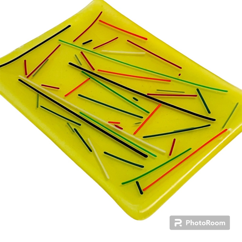 Pixi Sticks Art glass TRINKET DISH tray MCM inspired glass art Sushi
